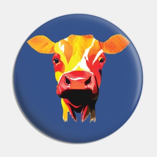 Colourful Cow on Blue Pin