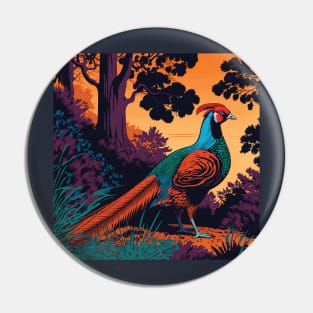 Crested Pheasant in Woodland Pin