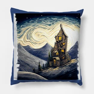 Starry Night Above The Shrieking Shack Pillow