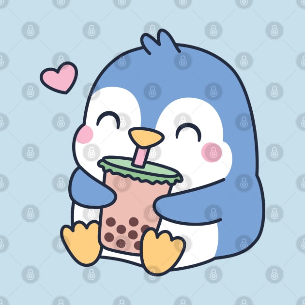 Cute Little Penguin Loves Boba Tea by rustydoodle