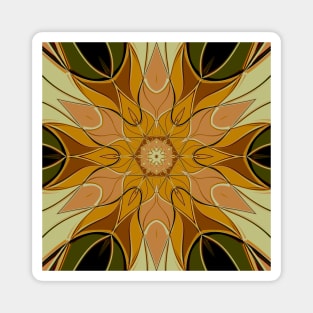 Cartoon Mandala Flower Orange and Green Magnet