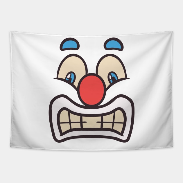 Funny Clown Face Cartoon Illustration Tapestry by unlesssla