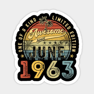 Awesome Since June 1963 Vintage 60th Birthday Party Retro Magnet