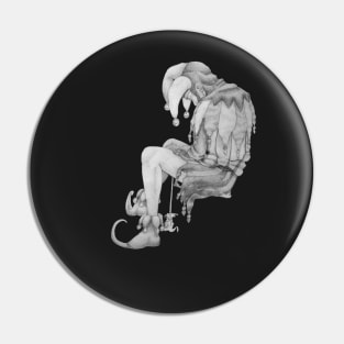 Sad Jester - Greyscale Pin