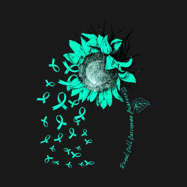 RENAL CELL CARCINOMA AWARENESS Sunflower Teal Ribbon by vamstudio