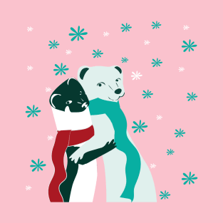 Weasel hugs Christmas in pink T-Shirt