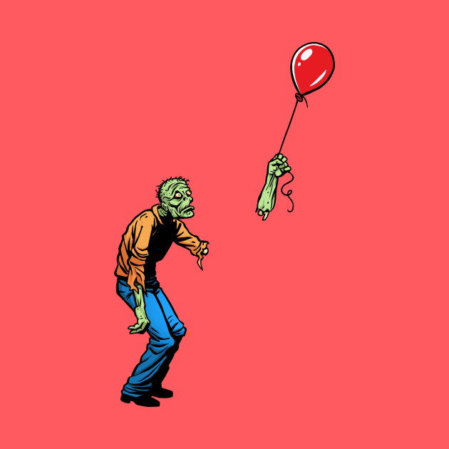 Sad Zombie and Balloon by Angel Robot