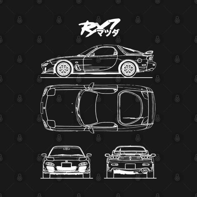 Mazda RX-7 Blueprint. by Industree Designs