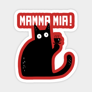 funny cat – Meowrio, the Italian cat – Mamma mia! (red variant) Magnet