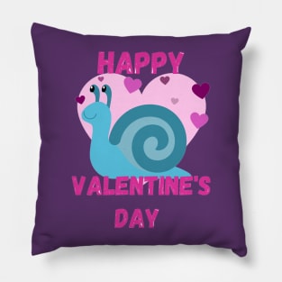 Blue Happy Valentines Day - Snail Pillow