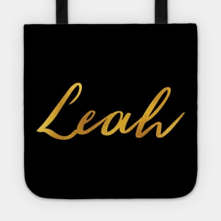 Leah Name Hand Lettering in Faux Gold Letters Tote