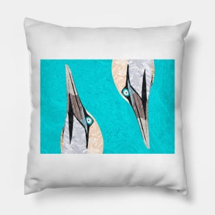 Gannets Marbled Paper Collage Pillow