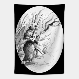 Warrior mouse illustration 27/12/23 - vintage medieval fantasy inspired art and designs Tapestry