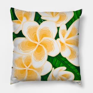 Doodle illustration of Balinese frangipani flowers Pillow