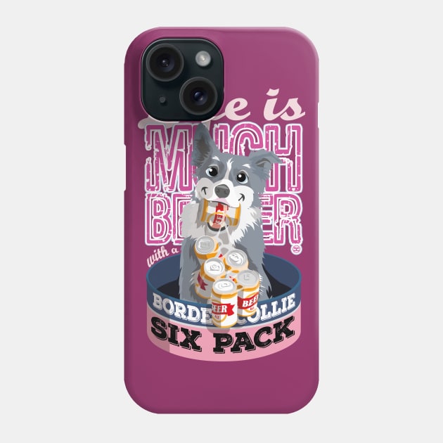 Six Pack Border Collie - Merle Phone Case by DoggyGraphics