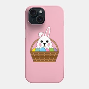 Cute White Bunny Colorful Easter Egg Hunt Basket Phone Case