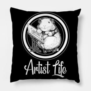 Artist Life - Guinea Pig - White Lettering Pillow