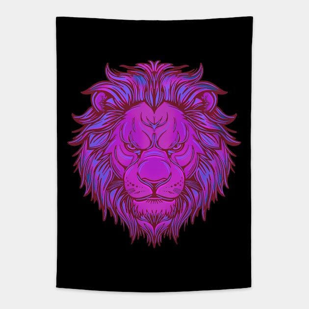 Pink lion head Tapestry by DaveDanchuk