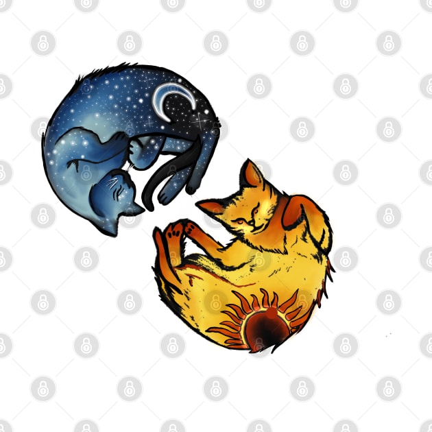 Cat moon and Cat sun by Art by Ergate