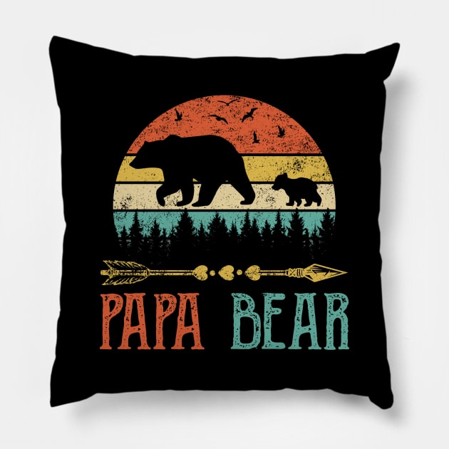 Papa Bear Vintage Pillow by AnnetteNortonDesign