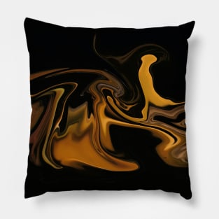 Deep Gold  - Digital Liquid Paint Swirls Pillow