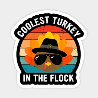 Coolest Turkey in the Flock - Thanksgiving Gift Idea for Men, Boys, and Toddler Kids Magnet