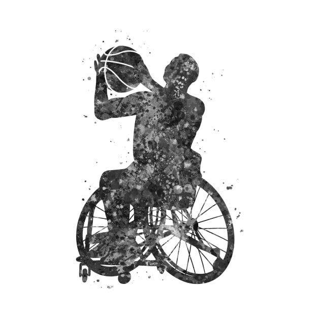 Wheelchair basketball black and white by Yahya Art