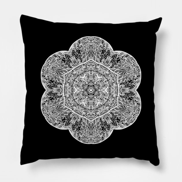 Forest Mandala - White Lace Pillow by ElviraDraat