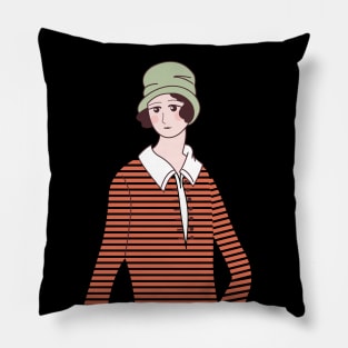 Colorful Art Deco Inspired Vintage fashion Illustration Pillow