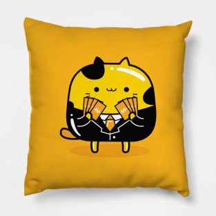 yellow cat banker profession Pillow