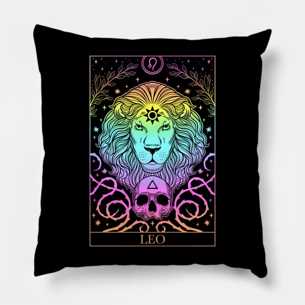 Zodiac sign tarot card Leo Pillow by OccultOmaStore