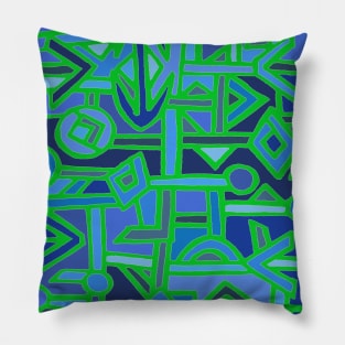 BaKuba Abstract - Navy Green Pillow