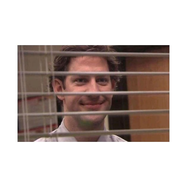 Jim Halpert Smiling Through Blinds by FlashmanBiscuit