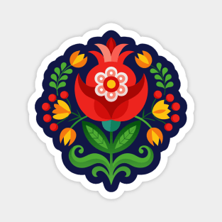 Scandinavian rosemaling folk art flower ornament Magnet