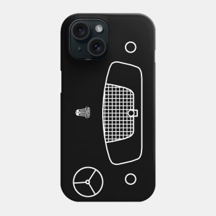 Triumph TR2 classic 1950s British roadster sports car minimalist front outline graphic (white) Phone Case