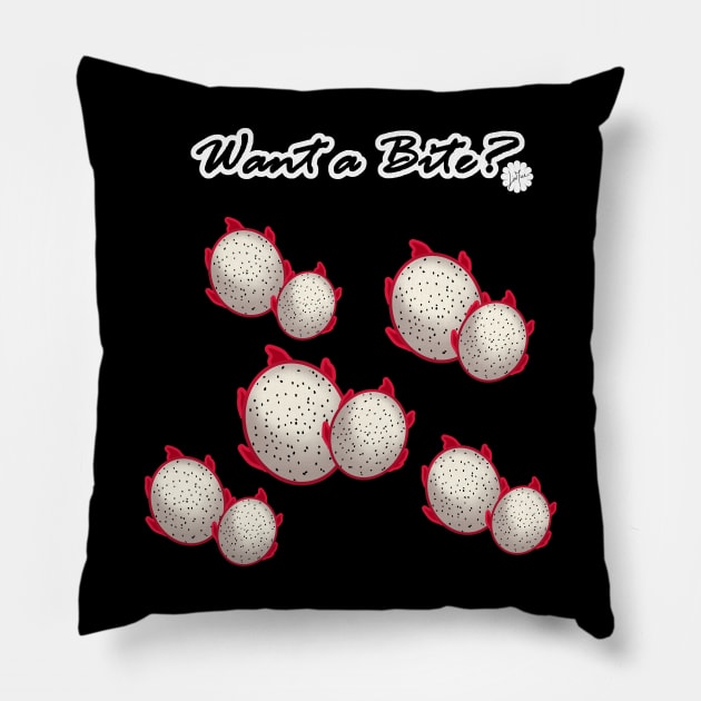 Dragonfruit White Pillow by LinYue