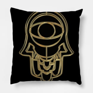 Gold Hamsa for Protection and Good Luck Pillow