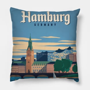 HAMBURG GERMANY TRAVEL VINTAGE Pillow