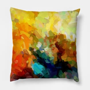 Orange Sunset Fire Abstract Painting Pillow