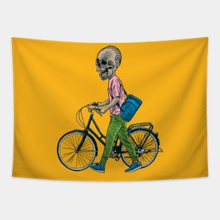 Skull Push Bicycle Tapestry