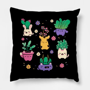 Happy Plants Kawaii by Tobe Fonseca Pillow