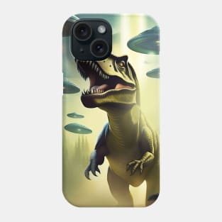 T-rex and UFOs Phone Case