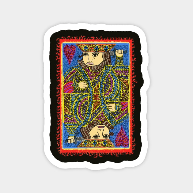 King Of Hearts Drawing Magnet by NightserFineArts