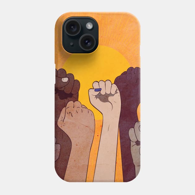 Fist raised and sun Phone Case by AnnArtshock