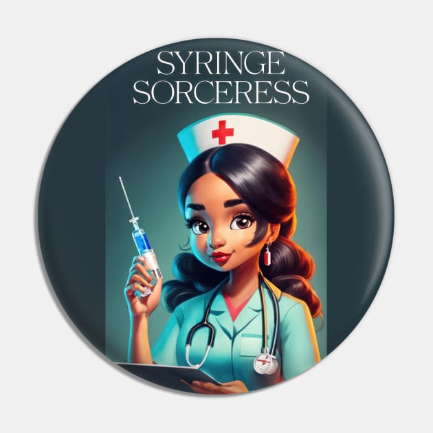 Syringe Sorceress Pin by TooplesArt