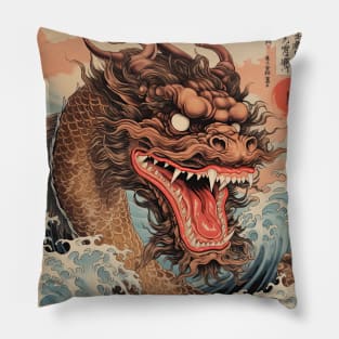 vintage Japanese Water dragon Pillow