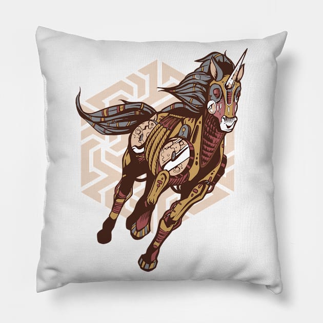 Horse UNICORN STEAMPUNK lovely abstract design Pillow by Midoart