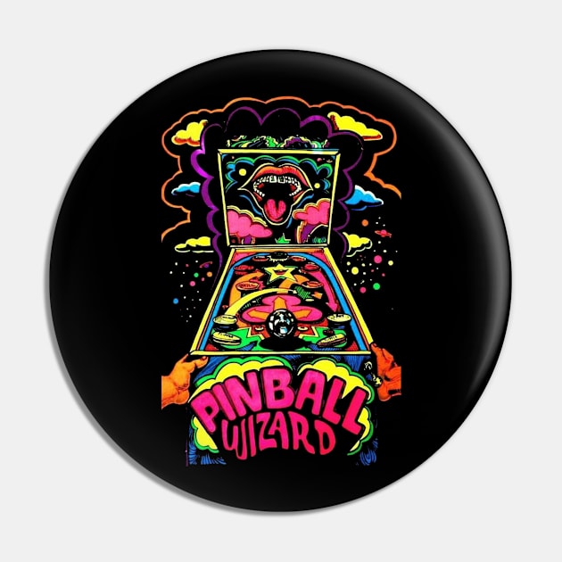 PINBALL WIZARD MERCH VTG Pin by Creepy Tees