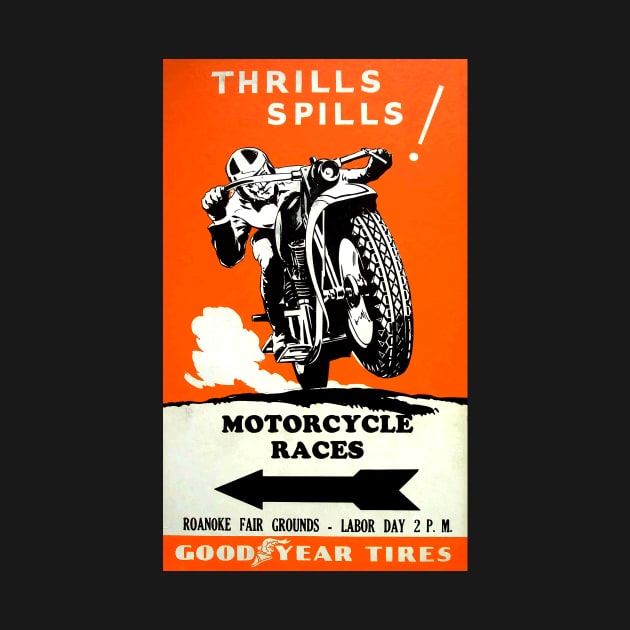 Motorcycle Races Vintage Poster by FASTER