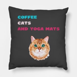 Coffee cats and yoga mats funny yoga and cat drawing Pillow